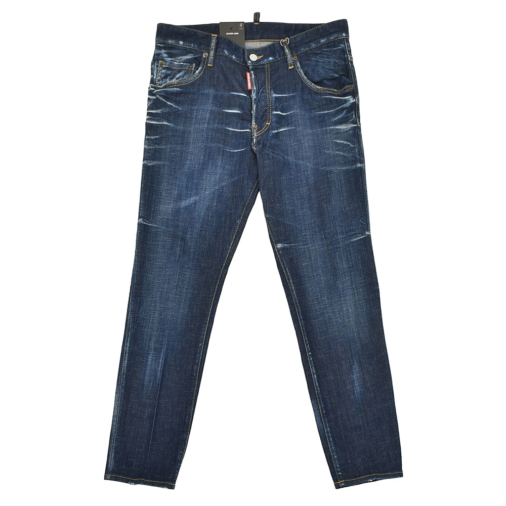 ディースクエアード DSQUARED2 スリムテーパードデニム メンズ コットンストレッチジーンズ SKATER JEAN スケータージーン インディゴウォッシュ 国内正規品の画像