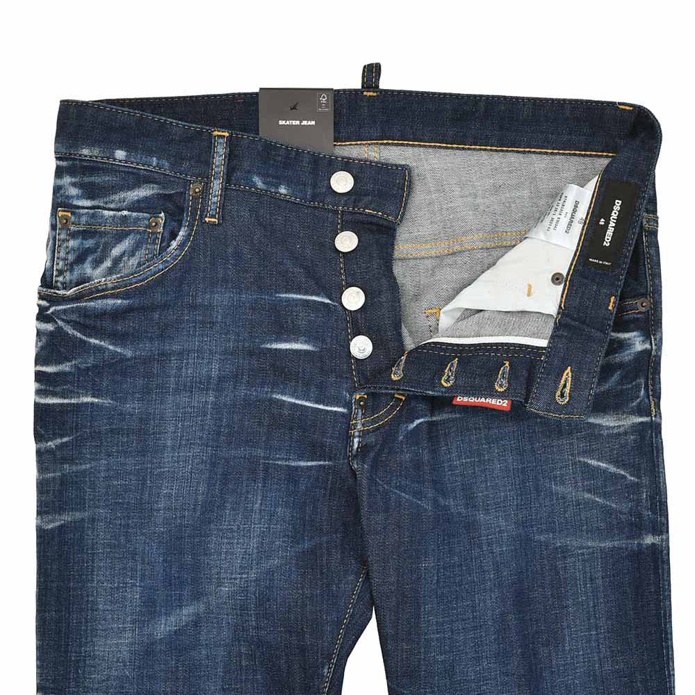ディースクエアード DSQUARED2 スリムテーパードデニム メンズ コットンストレッチジーンズ SKATER JEAN スケータージーン インディゴウォッシュ 国内正規品の画像