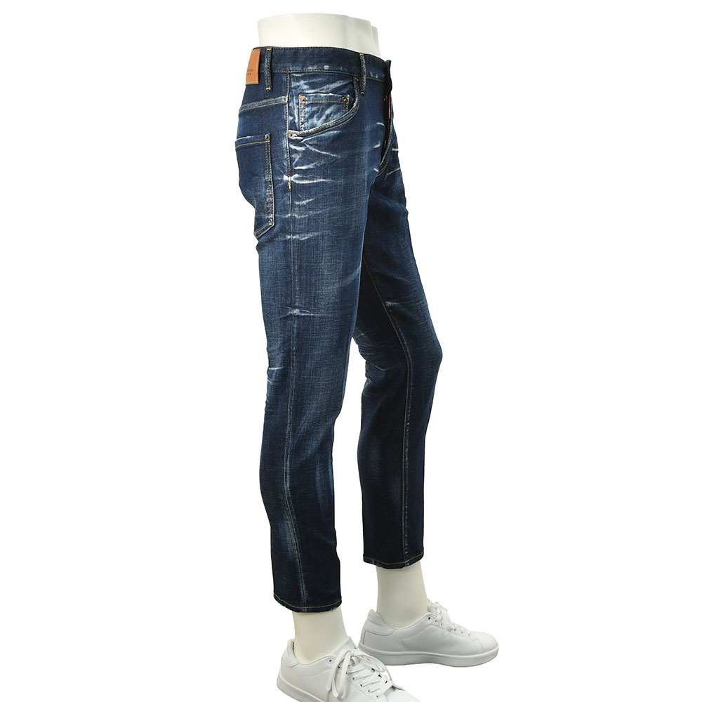 ディースクエアード DSQUARED2 スリムテーパードデニム メンズ コットンストレッチジーンズ SKATER JEAN スケータージーン インディゴウォッシュ 国内正規品の画像