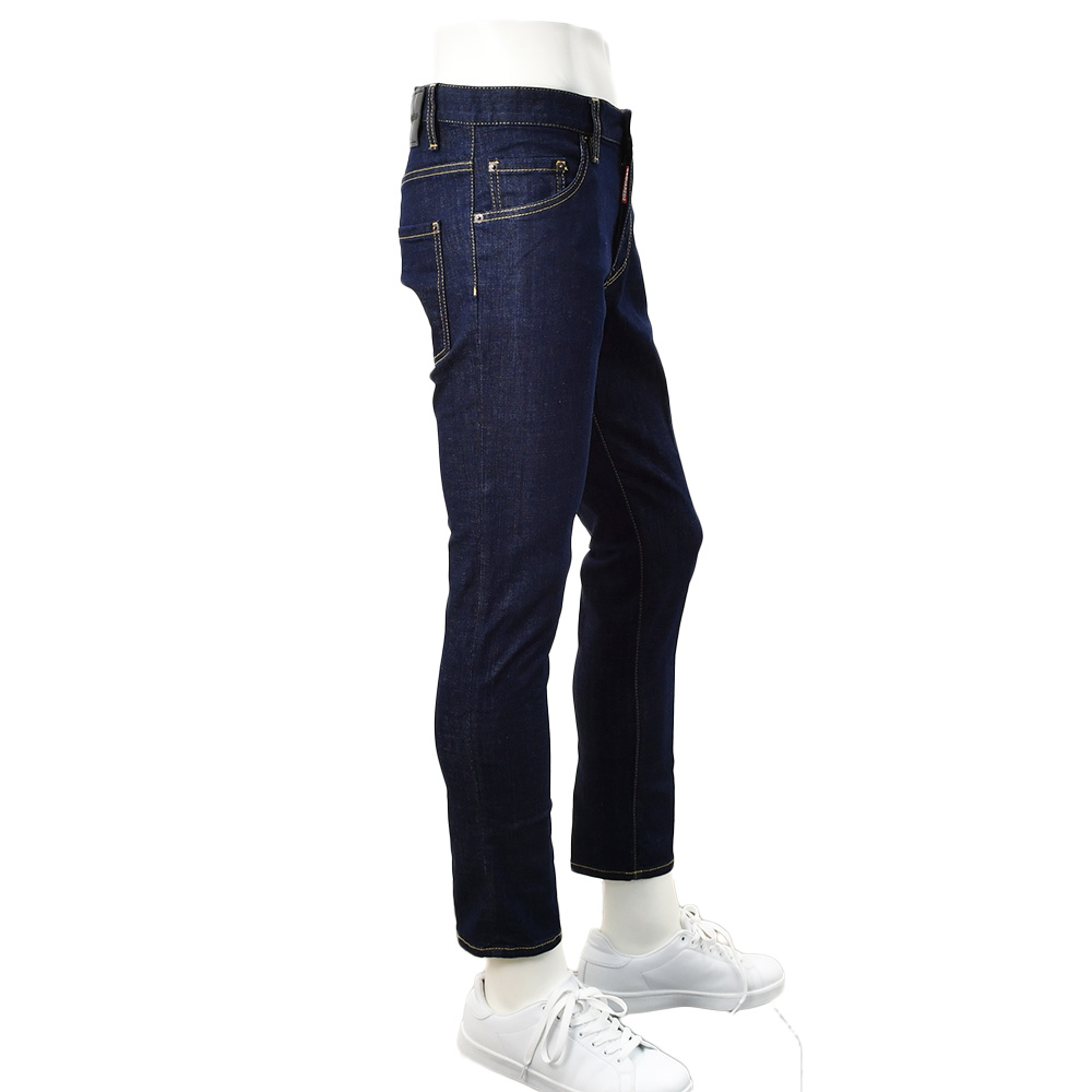 ディースクエアード DSQUARED2  メンズ S74LB1425 SKATER JEAN スケータージーン インディゴ リジットデニム レザーバックパッチ 国内正規品の画像