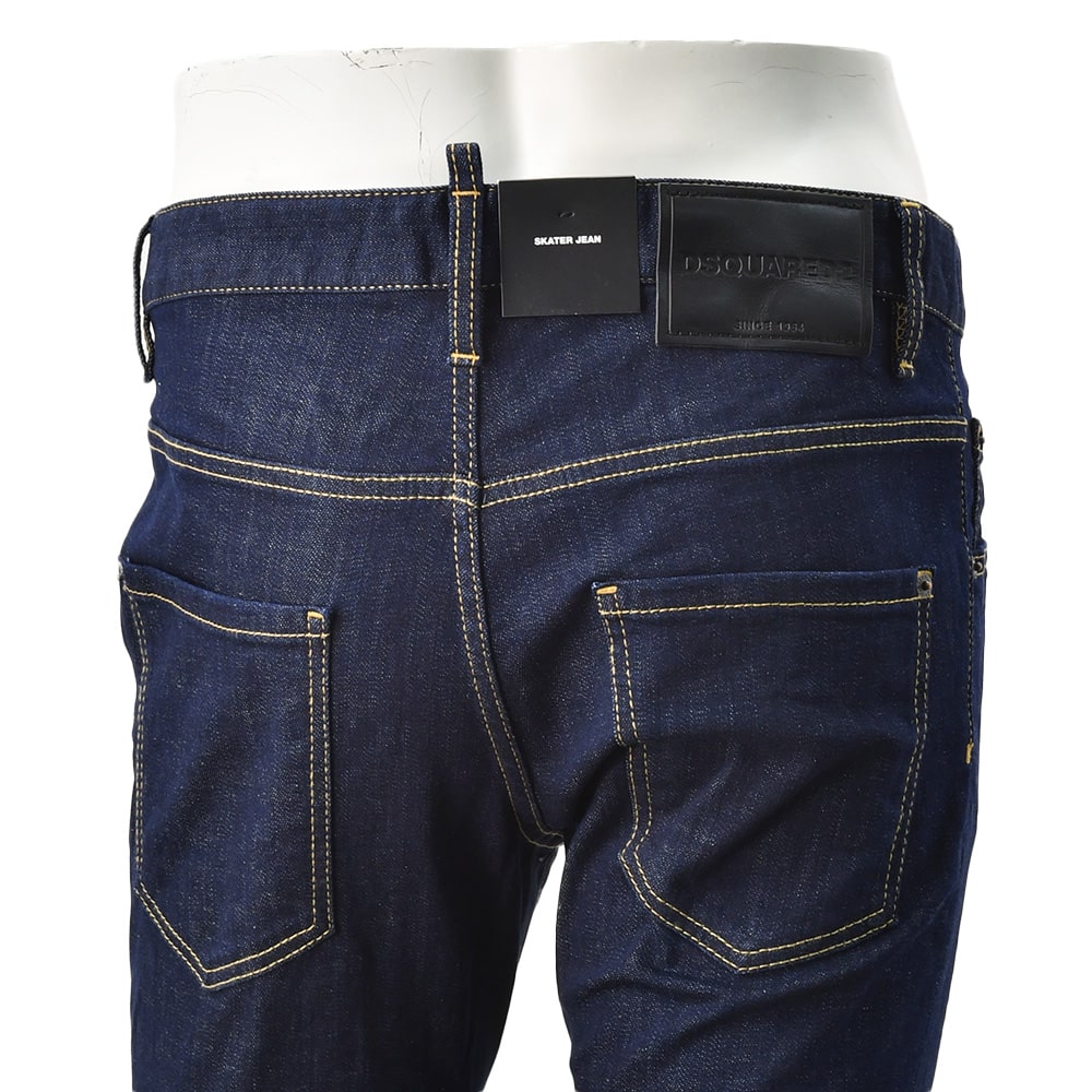 ディースクエアード DSQUARED2  メンズ S74LB1425 SKATER JEAN スケータージーン インディゴ リジットデニム レザーバックパッチ 国内正規品の画像