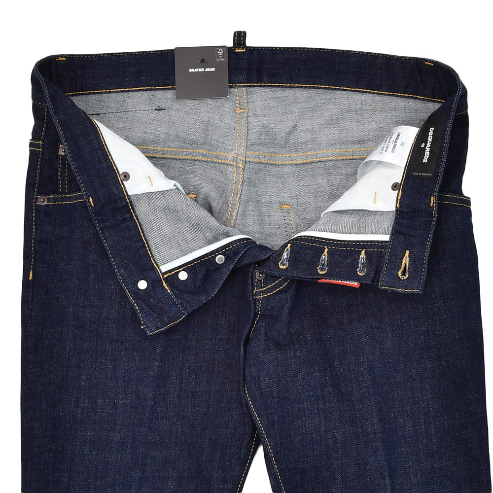 ディースクエアード DSQUARED2  メンズ S74LB1425 SKATER JEAN スケータージーン インディゴ リジットデニム レザーバックパッチ 国内正規品の画像