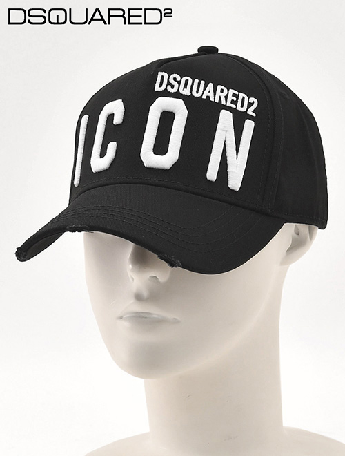 ディースクエアード　DSQUARED2 ベースボールキャップ メンズ ICONシリーズ 刺繍ロゴデザイン ブラック コットンツイル 国内正規品 でらでら 公式ブランド｜deradera