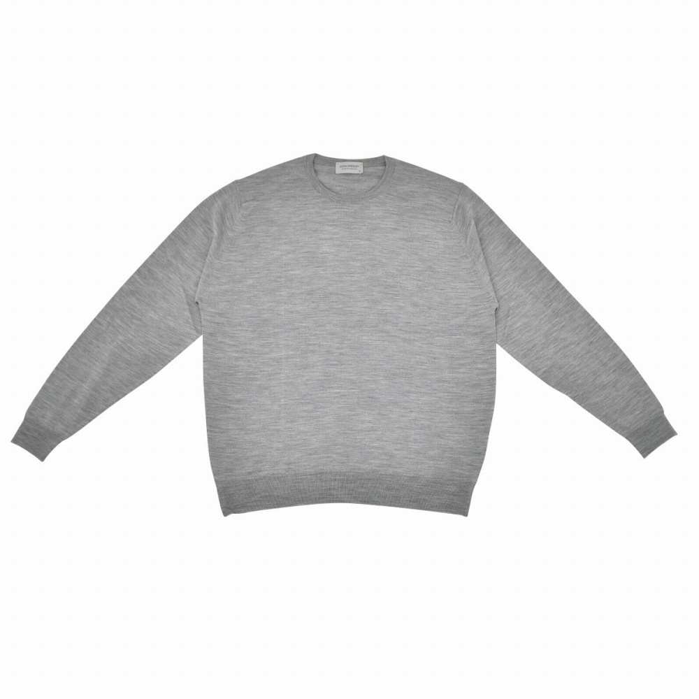 ジョンスメドレー クルーネック ウールセーター ライトグレー M JOHN SMEDLEY ジョンスメドレー クルーネックニット メンズ