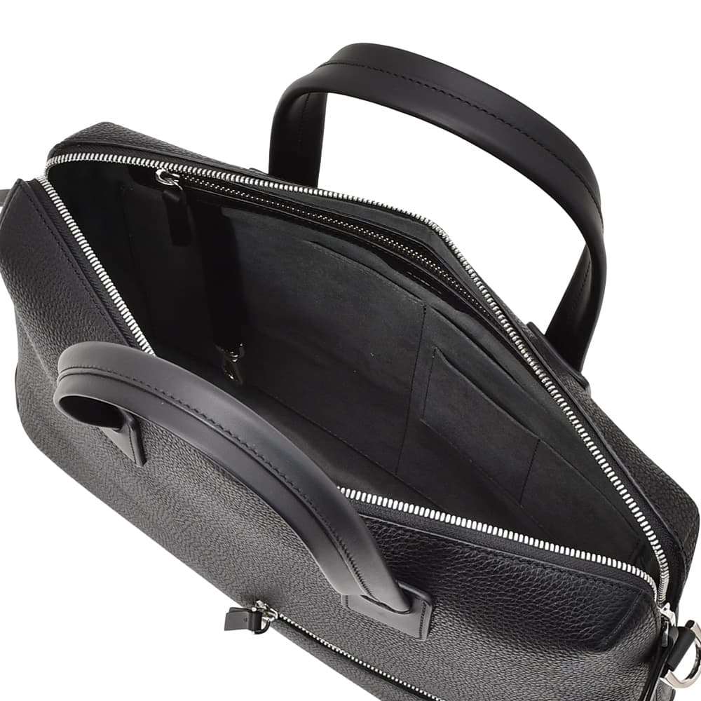 ルンディ lundi コンパクトブリーフケース メンズ ビジネスバッグ VALENTIN グレインレザー ブラック 黒 16インチPC収納 ショルダーストラップ 国内正規品の画像
