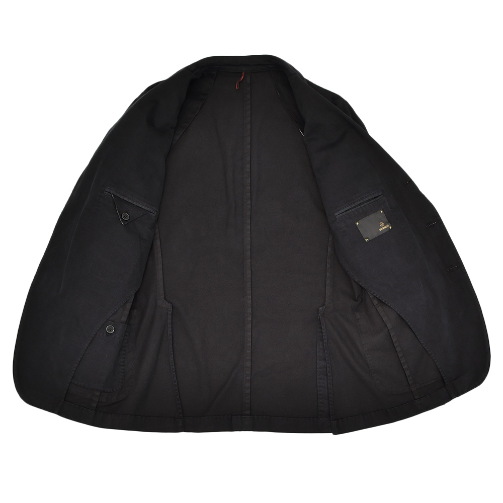 サンタニエッロ SANTANIELLO シングルスーツ メンズ セットアップ ストレッチコットンツイル ブラック 黒 段返り3つ釦ジャケット×スラックス 国内正規品の画像