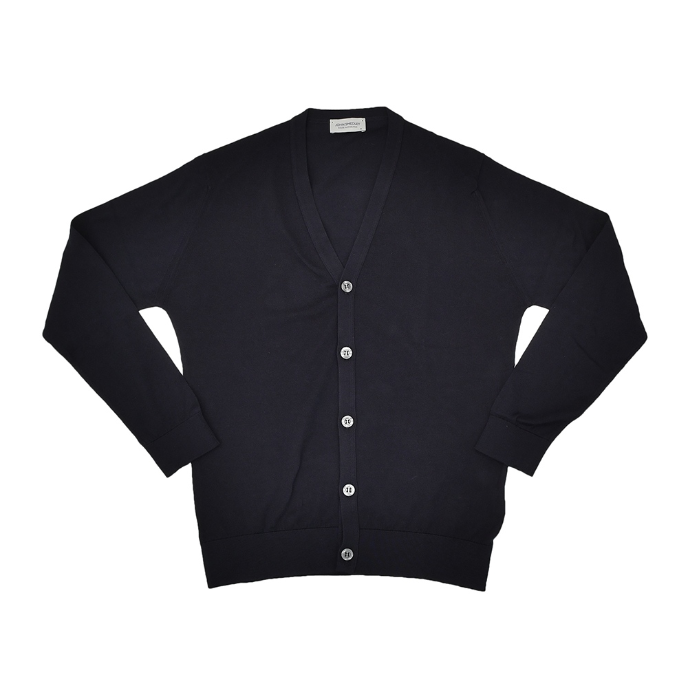 ジョンスメドレー JOHN SMEDLEY ニットカーディガン メンズ WISTING Vネック仕様 シーアイランドコットン ネイビー 紺 MODERN FIT 国内正規品の画像