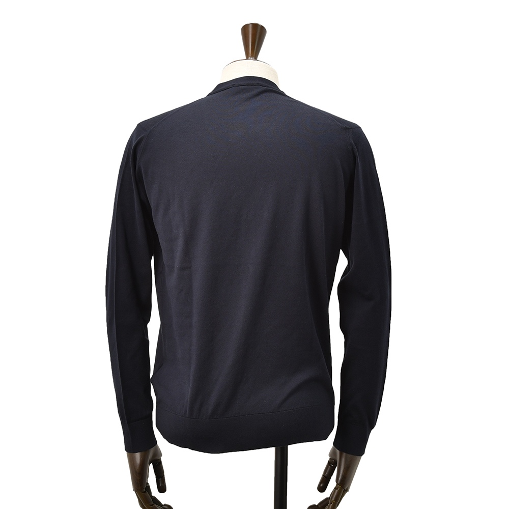 ジョンスメドレー JOHN SMEDLEY ニットカーディガン メンズ WISTING Vネック仕様 シーアイランドコットン ネイビー 紺 MODERN FIT 国内正規品の画像