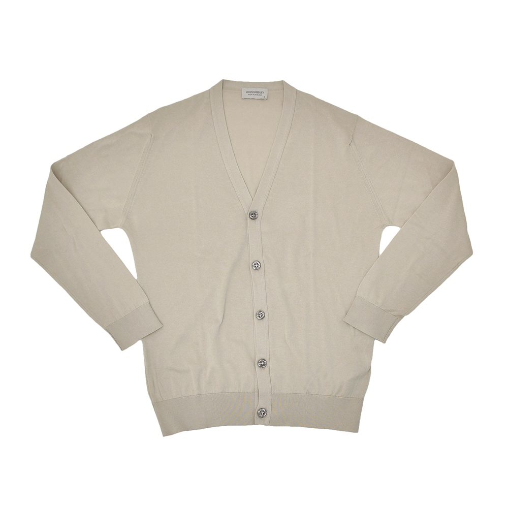 ジョンスメドレー JOHN SMEDLEY ニットカーディガン メンズ WISTING Vネック仕様 シーアイランドコットン ライトグレー MODERN FIT 国内正規品の画像