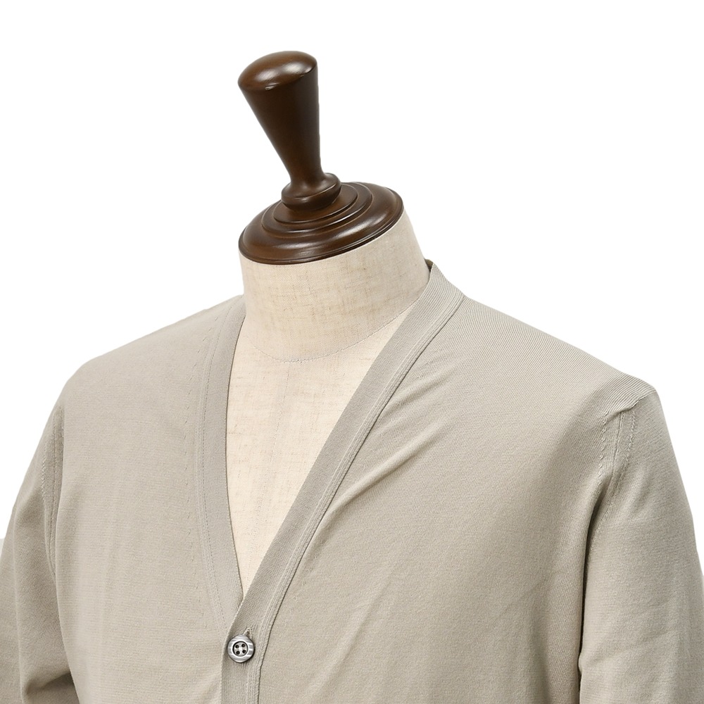 ジョンスメドレー JOHN SMEDLEY ニットカーディガン メンズ WISTING Vネック仕様 シーアイランドコットン ライトグレー MODERN FIT 国内正規品の画像