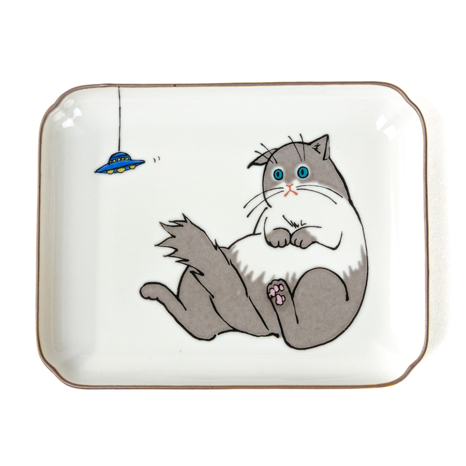 ネコ・ジェラシー 長角皿 猫柄 プレート 小皿 食器 KUTANI SEAL