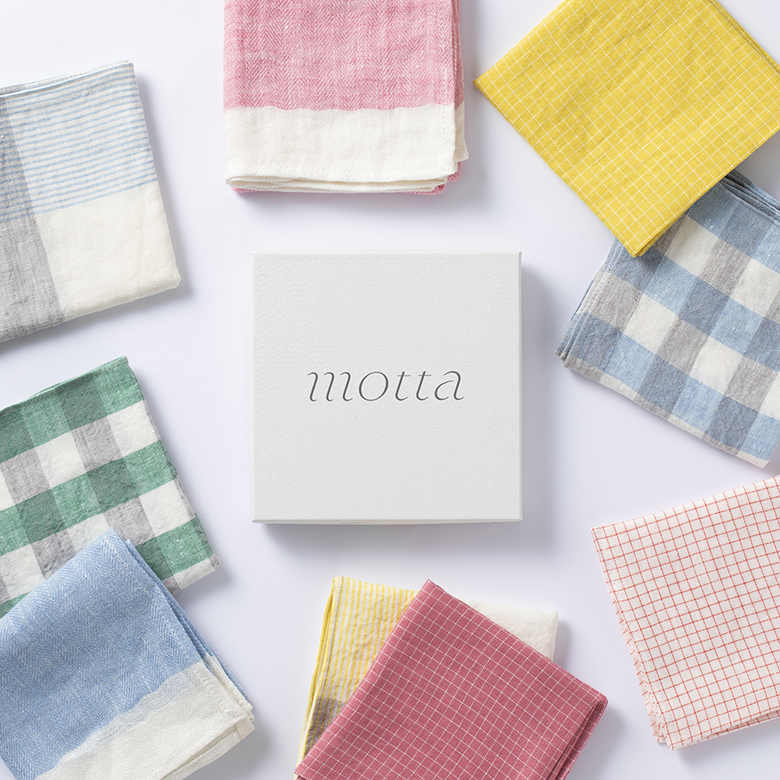 中川政七商店 麻のハンカチ motta010 お弁当 包む 布 リネン チェック