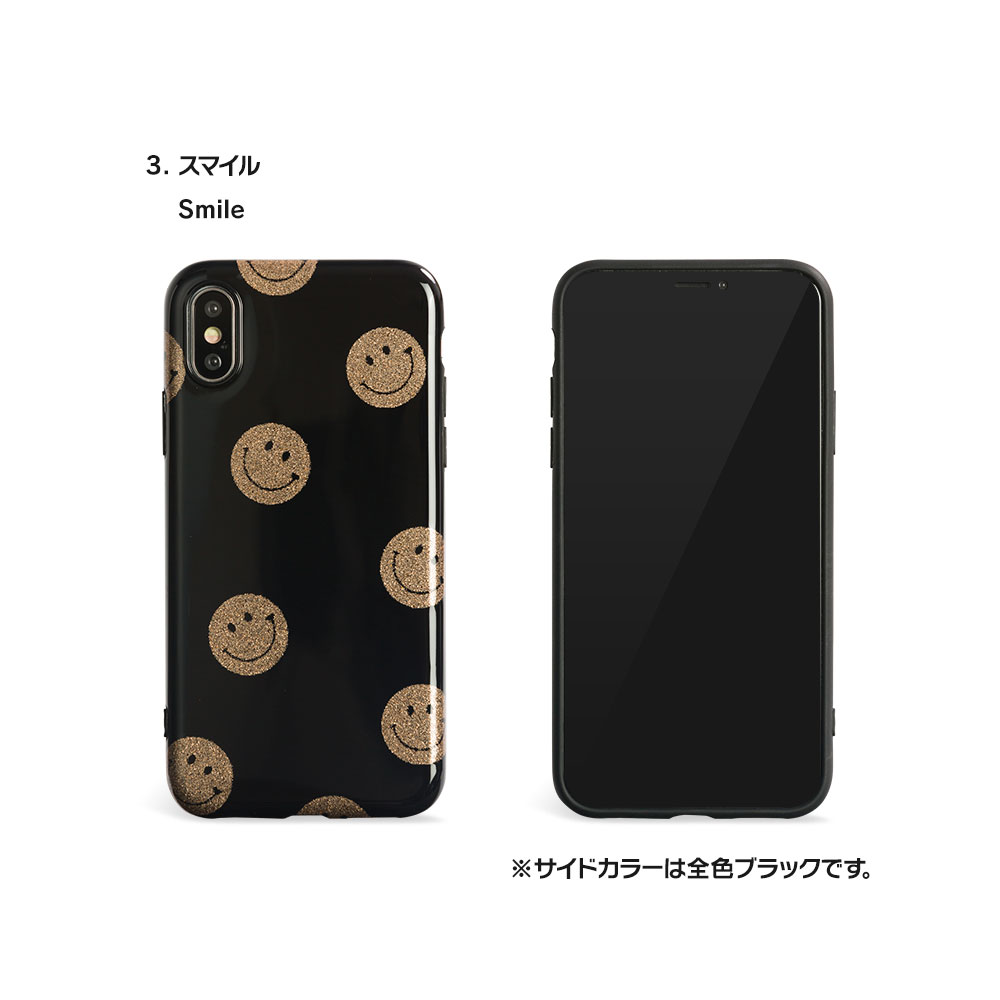 iPhoneXR ケース XS ケース スマホケース X iPhoneケース カバー ラメ ドット スマイル ニコちゃん キラキラ スター 金 dm  ラメドット