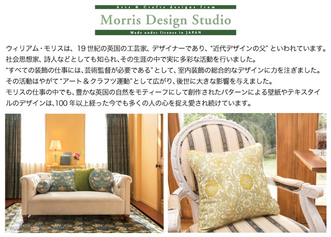 背当クッションカバー おしゃれ MORRIS ウィリアムモリス いちご泥棒