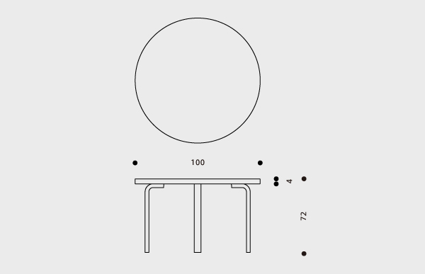 artek（アルテック） 正規品 テーブル 90A 白 ホワイト ダイニング