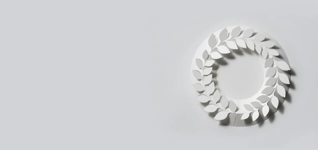 クリスマスリース ホワイト/paper wreath/月桂樹 M [クリスマスリース/ホワイトはchiori design ペーパーリース]