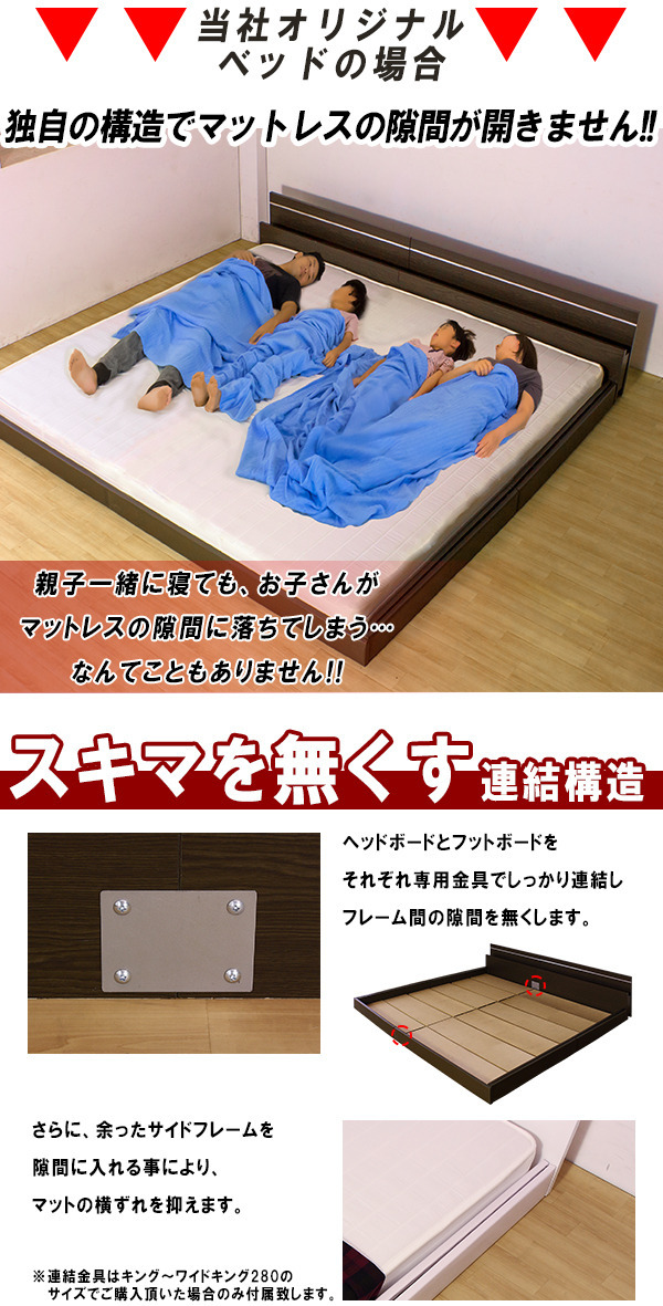 棚 照明付ラインデザインフロアベッド ワイドキング190 圧縮ロール ...