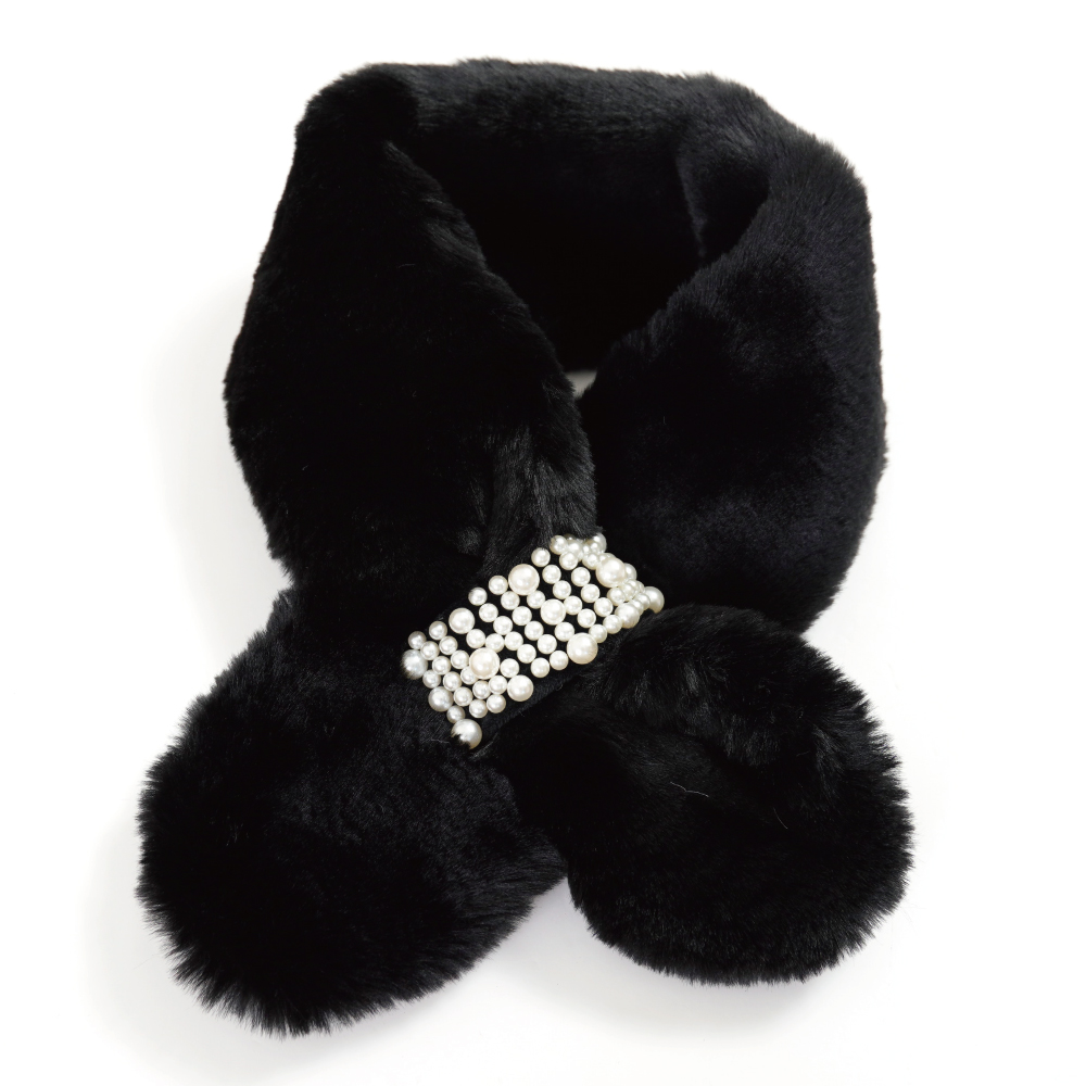 マフラー レディース ミニマフラー パール付き フェイクファー ティペット かわいい ふわふわ フォーマル あたたかい |  | 02