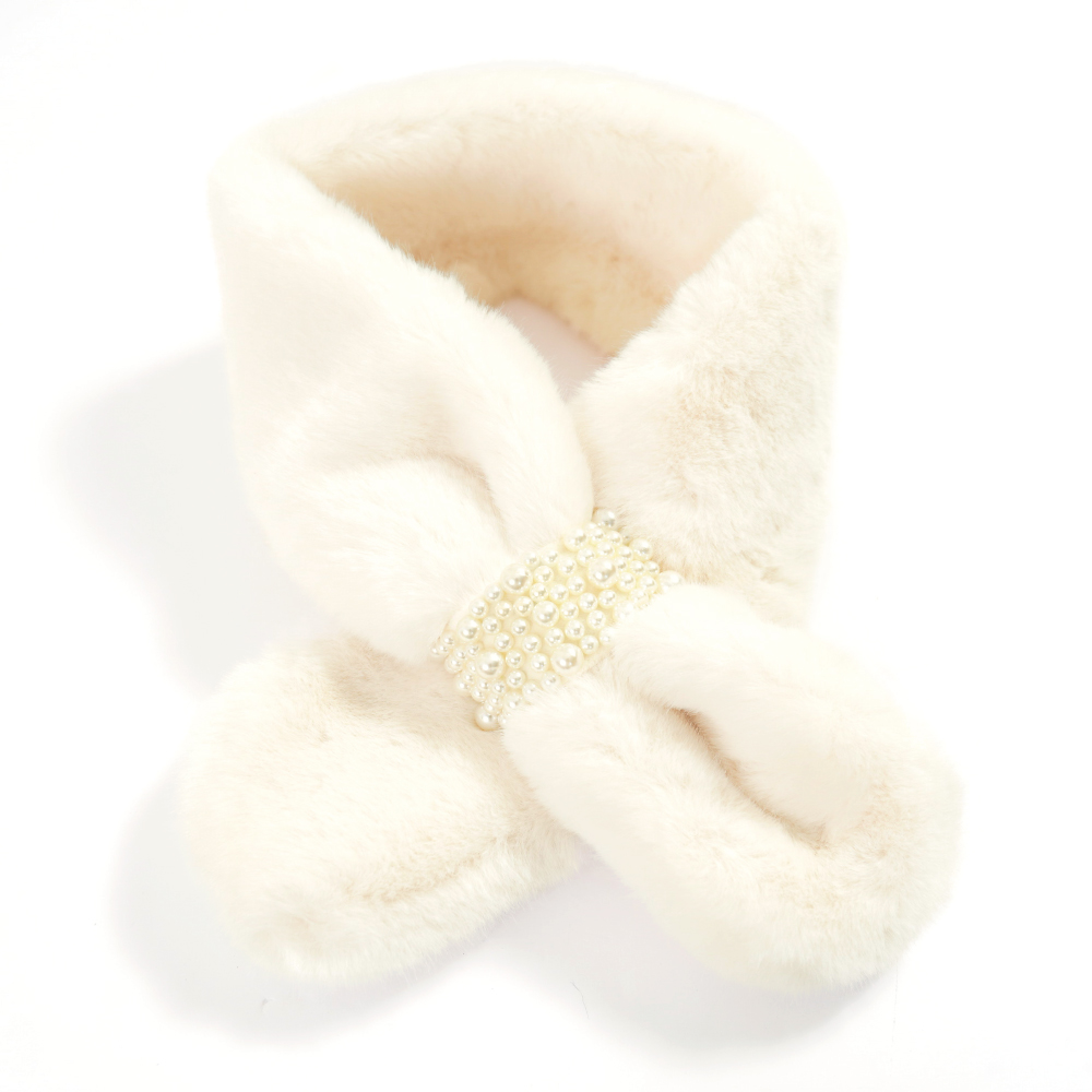 マフラー レディース ミニマフラー パール付き フェイクファー ティペット かわいい ふわふわ フォーマル あたたかい |  | 01