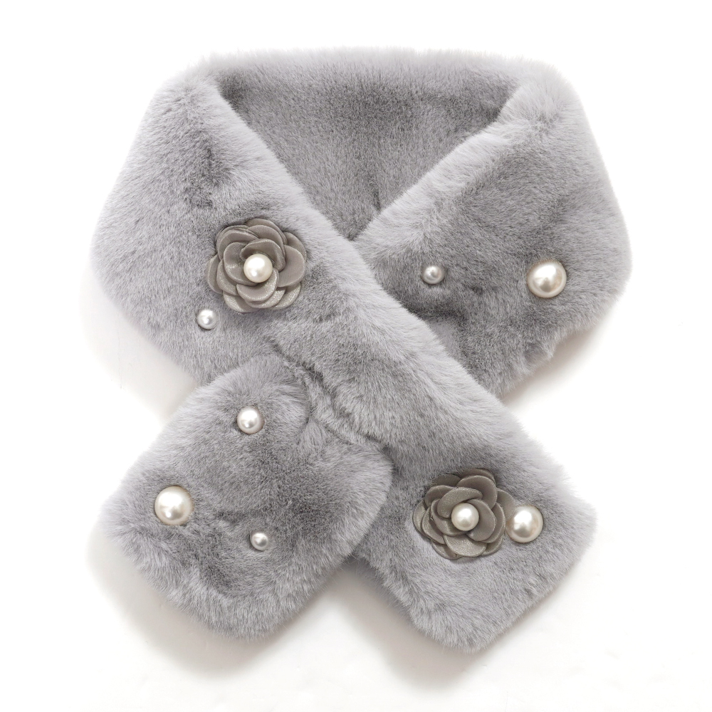 マフラー レディース ミニマフラー カメリア パール フェイクファー ティペット かわいい ふわふわ フォーマル あたたかい |  | 03