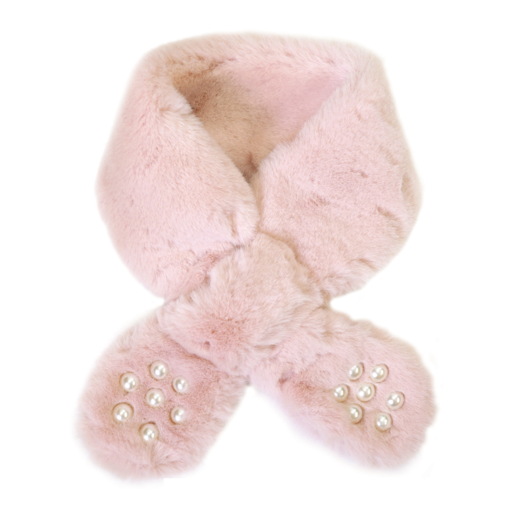 マフラー レディース ミニマフラー あたたかい 小パール付き かわいい ふわふわ フェイクファー ティペット プレゼント |  | 05