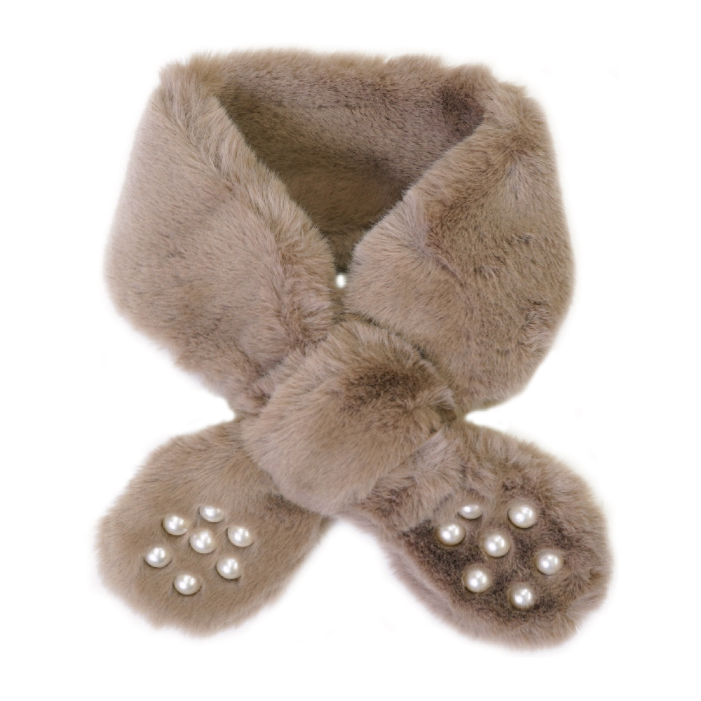マフラー レディース ミニマフラー あたたかい 小パール付き かわいい ふわふわ フェイクファー ティペット プレゼント |  | 04