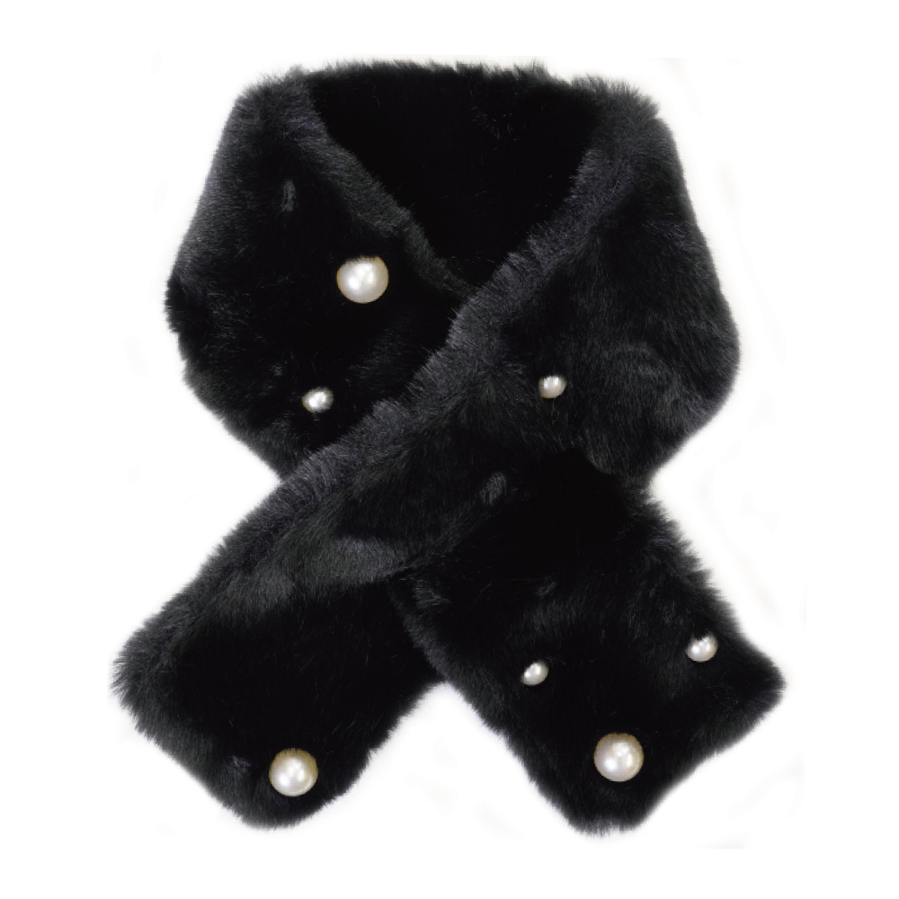 マフラー レディース ミニマフラー パール付き かわいい ふわふわ フォーマル フェイクファー あたたかい ティペット |  | 01