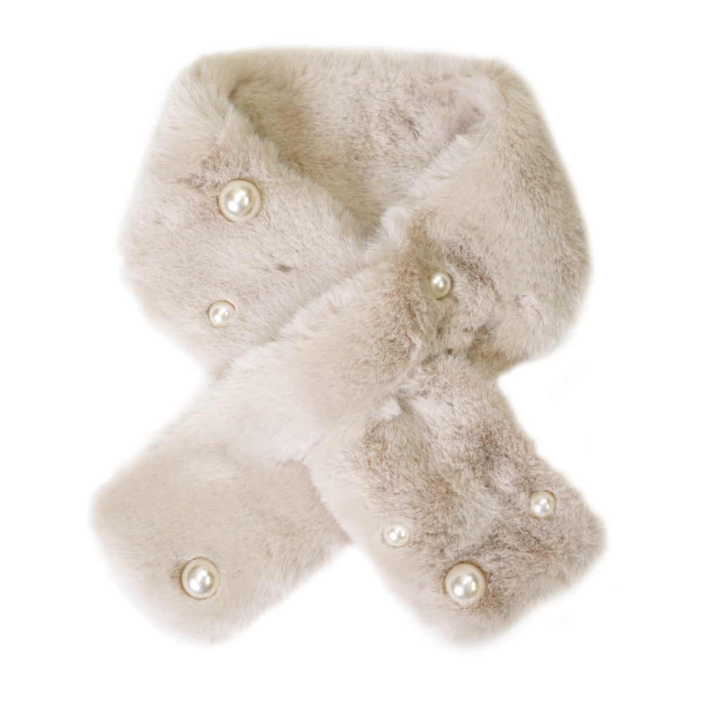 マフラー レディース ミニマフラー パール付き かわいい ふわふわ フォーマル フェイクファー あたたかい ティペット |  | 02