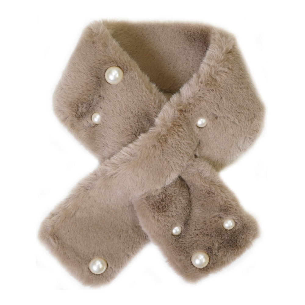 マフラー レディース ミニマフラー パール付き かわいい ふわふわ フォーマル フェイクファー あたたかい ティペット |  | 03