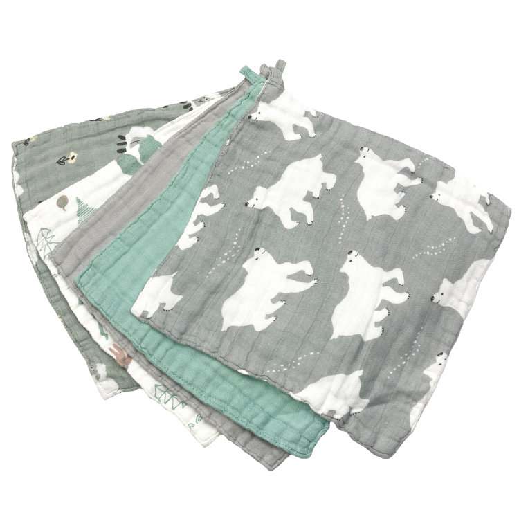 ガーゼハンカチ 6重ガーゼ 5枚セット 柄 無地 ベビー 赤ちゃん ハンカチ 授乳 沐浴 出産準備 幼稚園 保育園 汗拭き |  | 13