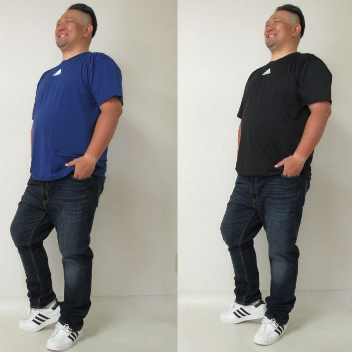 大きいサイズ メンズ adidas 2P 吸汗速乾 ドライ クルーネック 半袖 Tシャツ ２枚パック（メーカー取寄）２枚組 アディダス DRY 3L 4L 5L 6L 8L キング ビッグ | adidas | 01