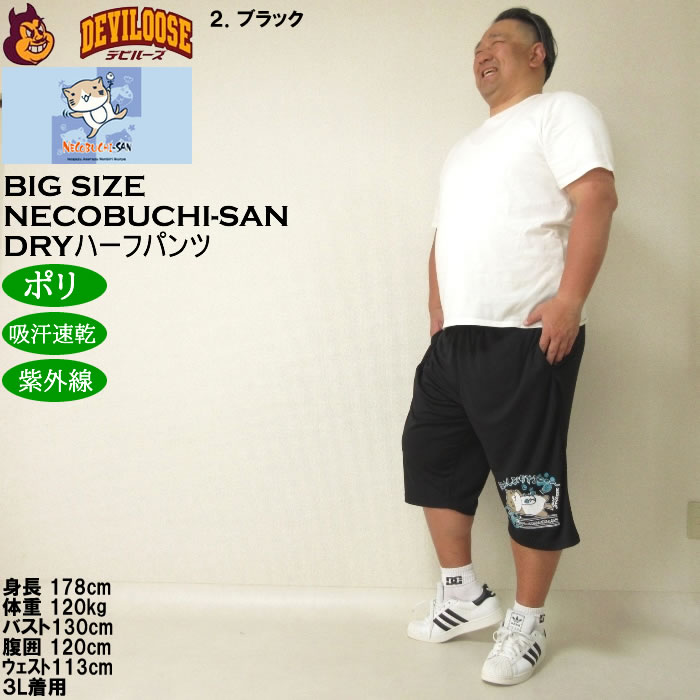 大きいサイズ メンズ NECOBUCHI-SAN DRYハニカムメッシュ ハーフパンツ吸水速乾 紫外線カット（メーカー取寄）ネコブチサン 3L 4L 5L 6L 8L キングサイズ |  | 17