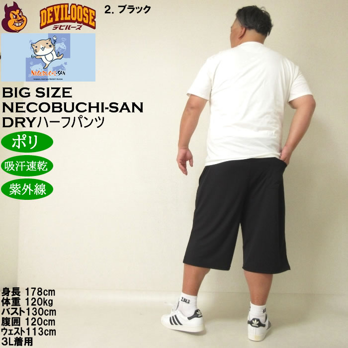 大きいサイズ メンズ NECOBUCHI-SAN DRYハニカムメッシュ ハーフパンツ吸水速乾 紫外線カット（メーカー取寄）ネコブチサン 3L 4L 5L 6L 8L キングサイズ |  | 18