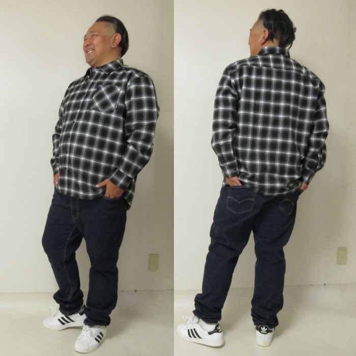 大きいサイズ メンズ OUTDOOR PRODUCTS ビエラチェック長袖シャツ（メーカー取寄）ポリ 綿 レーヨン　アウトドア プロダクツ 3L 4L 5L 6L 8L | OUTDOOR PRODUCTS | 12