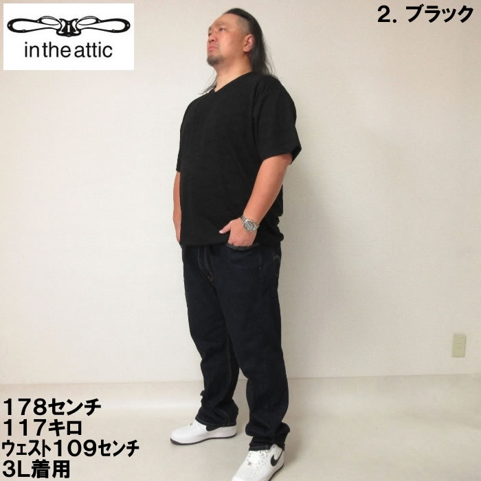大きいサイズ キングサイズ ビッグサイズ メンズ in the attic 膨れオルテガジャガードVネック半袖Tシャツ（メーカー取寄）インジアティック 3L 4L 5L 6L |  | 12