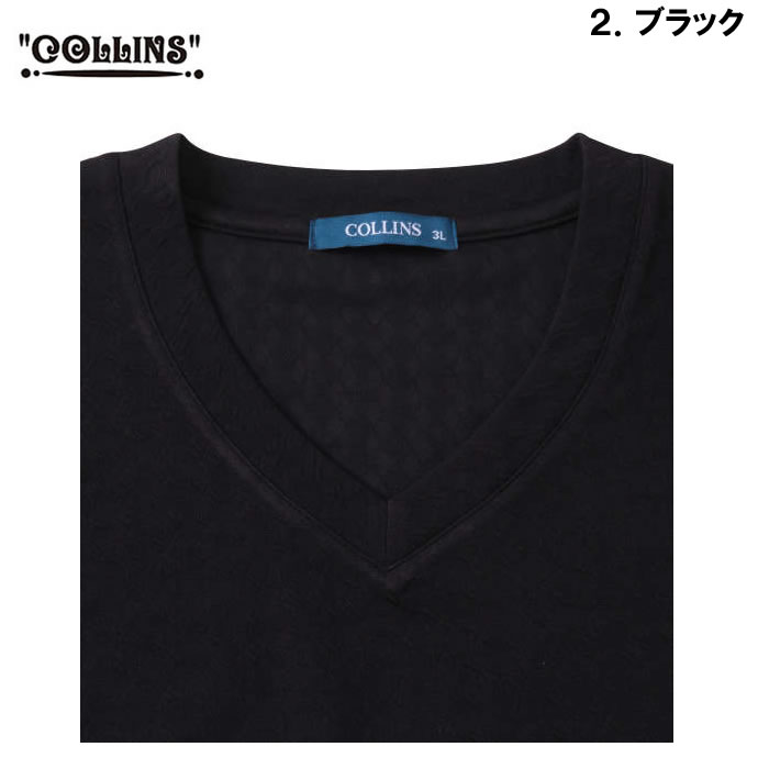 大きいサイズ キングサイズ ビッグサイズ メンズ COLLINS TPU格子ジャガードVネック半袖Tシャツ（メーカー取寄）コリンズ 3L 4L 5L 6L 8L |  | 17