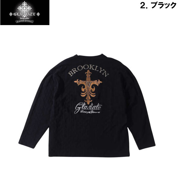 大きいサイズ キングサイズ ビッグサイズ メンズ GLADIATE 刺繍ブロックジャガード長袖VネックTシャツ（メーカー取寄）グラディエイト 3L 4L 5L 6L |  | 15