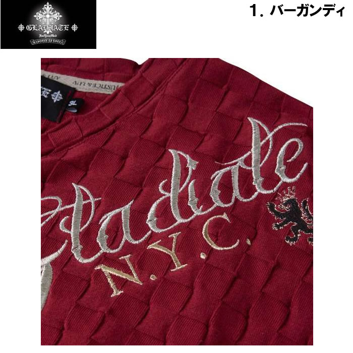 大きいサイズ キングサイズ ビッグサイズ メンズ GLADIATE 刺繍ブロックジャガード長袖VネックTシャツ（メーカー取寄）グラディエイト 3L 4L 5L 6L |  | 09