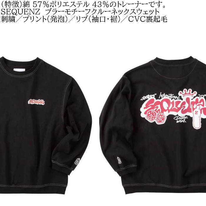 大きいサイズ メンズ SEQUENZ ブラーモチーフクルーネック スウェットシャツ 裏起毛 トレーナー（メーカー取寄）シークエンズ 3L 4L 5L 6L キング |  | 07
