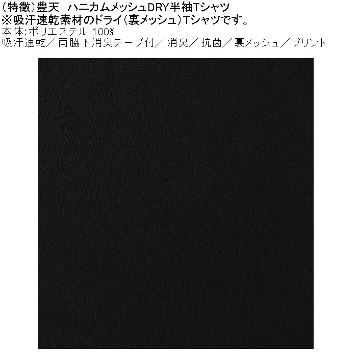 大きいサイズ メンズ 豊天 八咫烏 DRY ハニカムメッシュ 半袖 Tシャツ（メーカー取寄）ドライ 吸汗速乾 3L 4L 5L 6L 7L 8L | 豊天商店 | 06