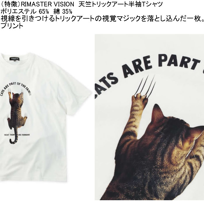 大きいサイズ メンズ RIMASTER VISION 天竺トリックアート 半袖Tシャツ（メーカー取寄）ポリ 綿 コットン　3L 4L 5L 6L 8L |  | 05