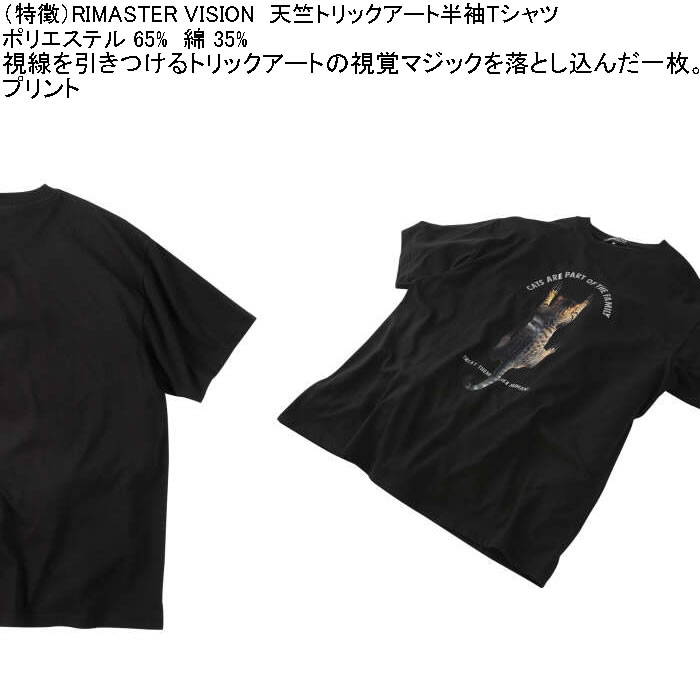 大きいサイズ メンズ RIMASTER VISION 天竺トリックアート 半袖Tシャツ（メーカー取寄）ポリ 綿 コットン　3L 4L 5L 6L 8L |  | 08