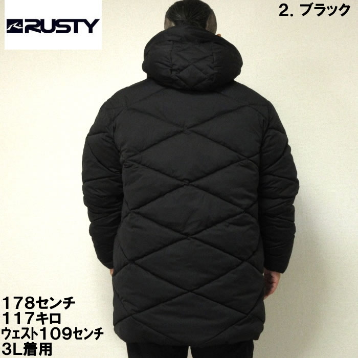 大きいサイズ キングサイズ ビッグサイズ メンズ RUSTY 中綿ロングジャケット（メーカー取寄）ラスティ 3L 4L 5L 6L 8L | RUSTY | 10
