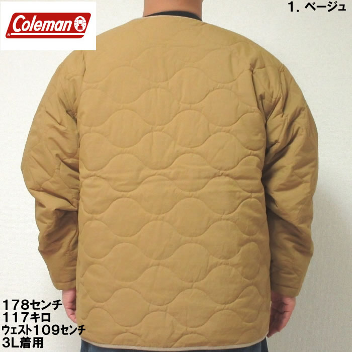 大きいサイズ キングサイズ ビッグサイズ メンズ Coleman フルダルナイロンリップキルトジャケット（メーカー取寄）コールマン 3L 4L 5L 6L 8L | Coleman | 05