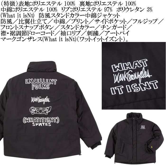 大きいサイズ メンズ (What it isNt) 防風 スタンドカラー 中綿