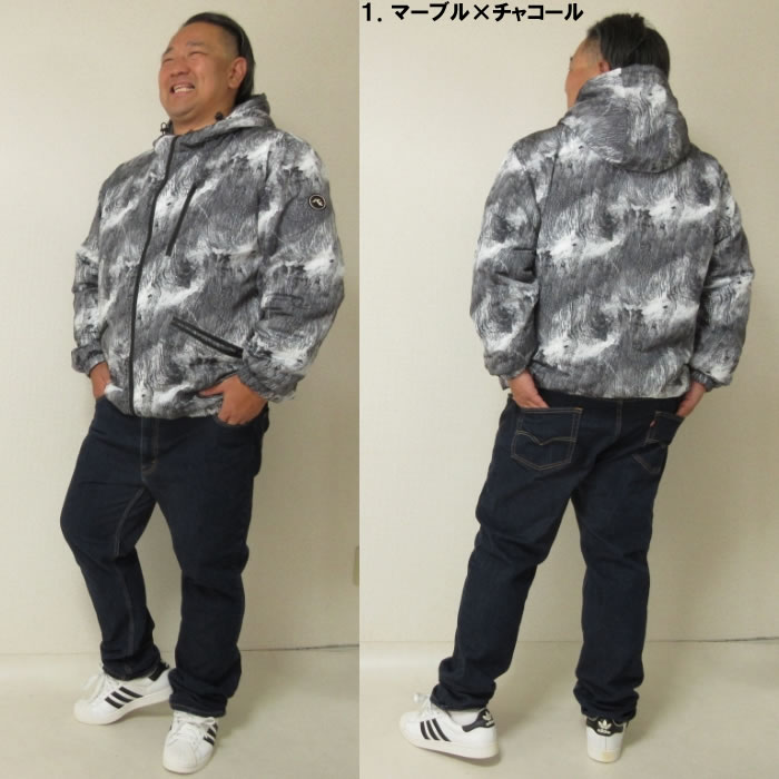 大きいサイズ メンズ RUSTY 中綿 リバーシブル ジャケット（メーカー取寄）ポリ フード ワッペン ラスティ 3L 4L 5L 6L 8L | RUSTY | 12