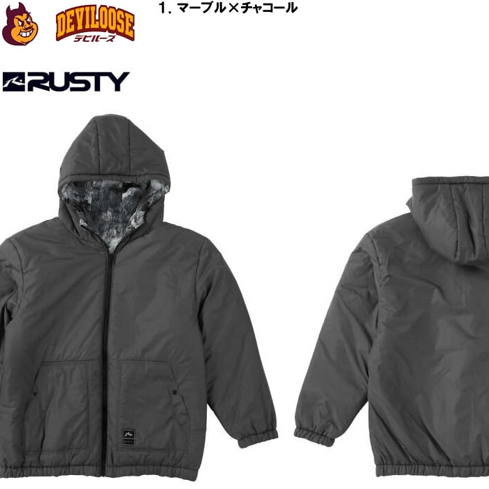 大きいサイズ メンズ RUSTY 中綿 リバーシブル ジャケット（メーカー取寄）ポリ フード ワッペン ラスティ 3L 4L 5L 6L 8L | RUSTY | 13