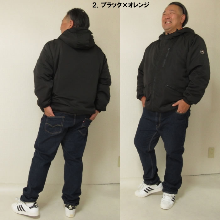 大きいサイズ メンズ RUSTY 中綿 リバーシブル ジャケット（メーカー取寄）ポリ フード ワッペン ラスティ 3L 4L 5L 6L 8L | RUSTY | 17