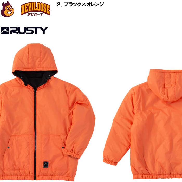 大きいサイズ メンズ RUSTY 中綿 リバーシブル ジャケット（メーカー取寄）ポリ フード ワッペン ラスティ 3L 4L 5L 6L 8L | RUSTY | 18