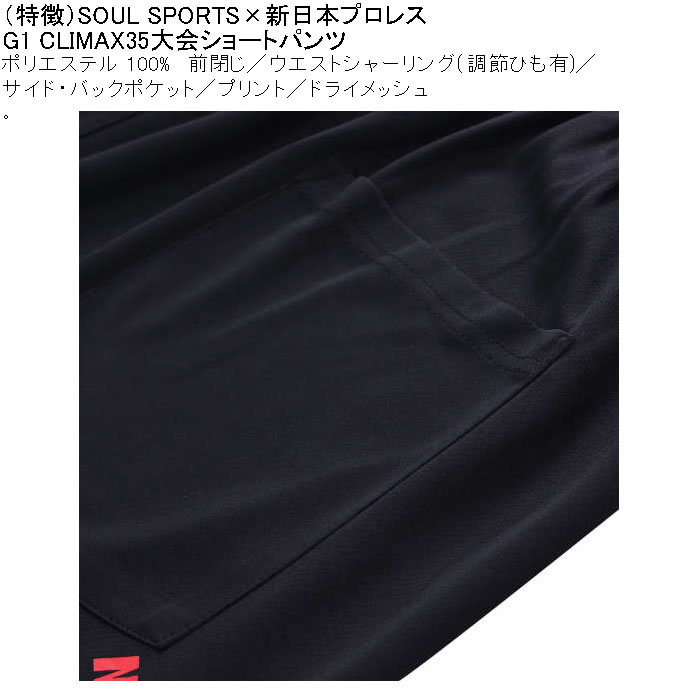 大きいサイズ メンズ SOUL SPORTS×新日本プロレス G1-CLIMAX35大会 吸汗速乾 ドライ メッシュ ショートパンツ（メーカー取寄）3L 4L 5L 6L 8L |  | 08